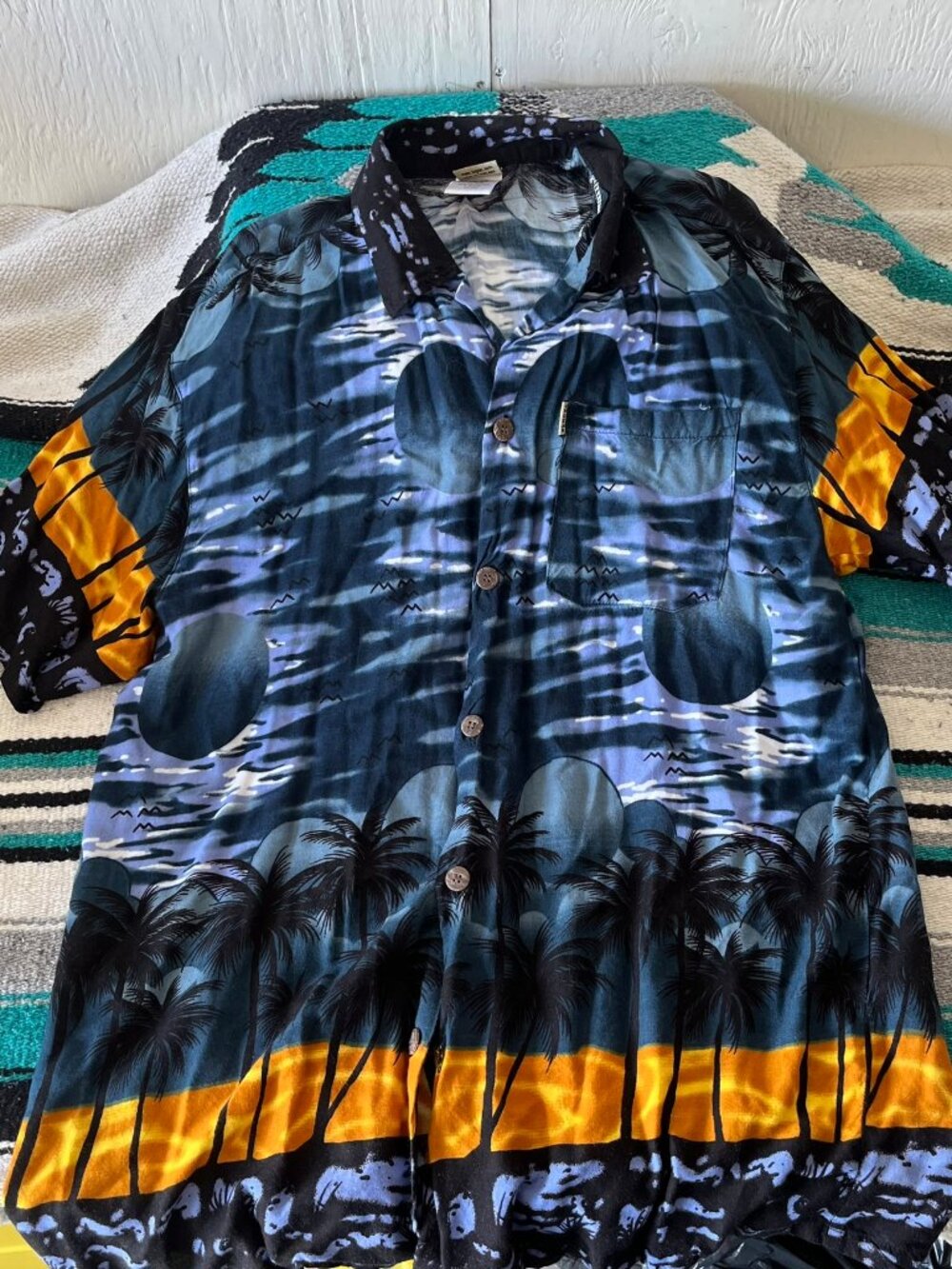All Over Print Hawaiian Shirt Palm Trees Blue